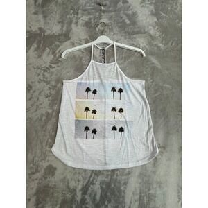 White Palm Tree Graphic Tank Top Women's Casual Summer Beach Vibes